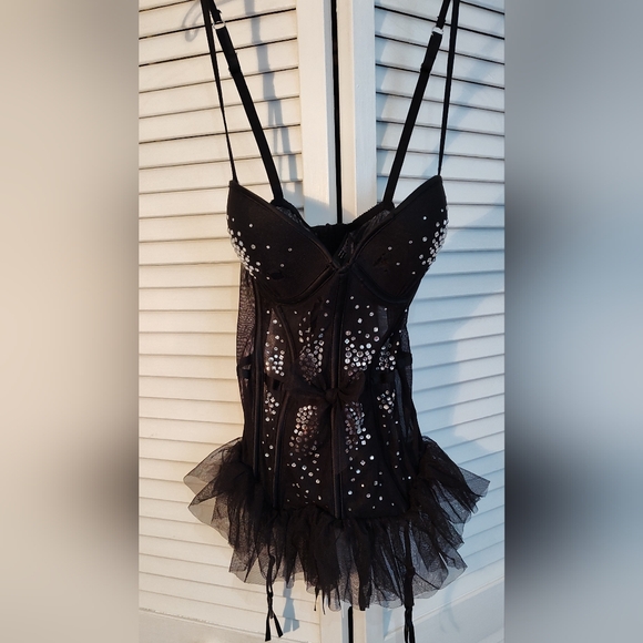 Victoria's Secret Other - Victoria's Secret Black Rhinstone Bustier Corset Size 34C